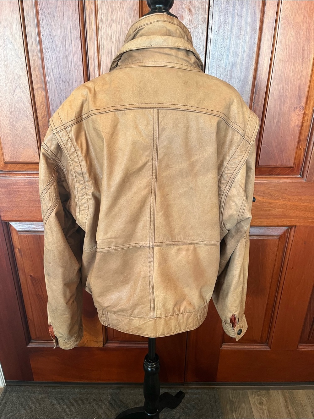 Adventure Bound Distressed Leather Bomber Jacket Brown M Men Vintage - Picture 7 of 15